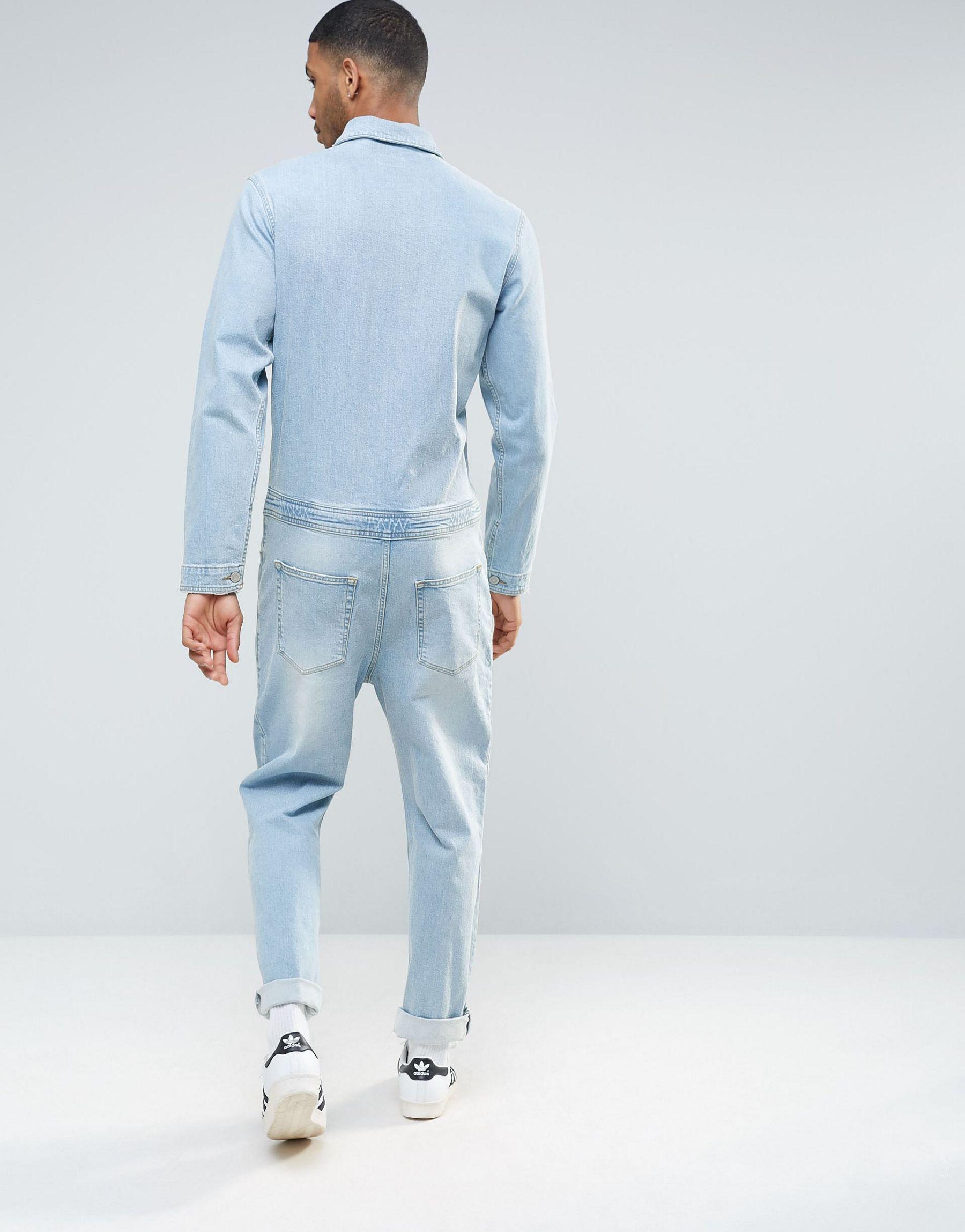ASOS Denim Boiler Suit In Light Blue for Men Lyst